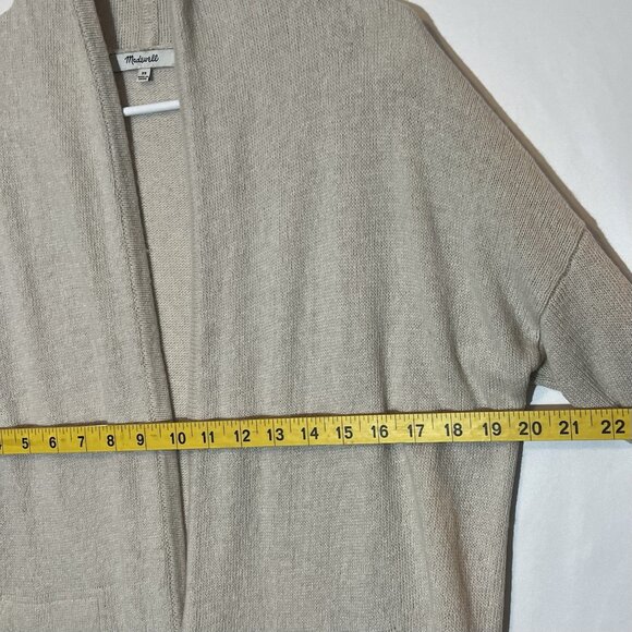 MADEWELL Women Merino Wool Alpaca Blend Knit Cardigan Open Front Beige XS Pocket - Picture 4 of 11